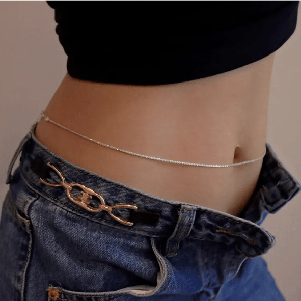 Silver Sparkle Dainty Waist Chain - Waist Chains - 18k Gold Plated Waterproof Jewellery - Collection 9