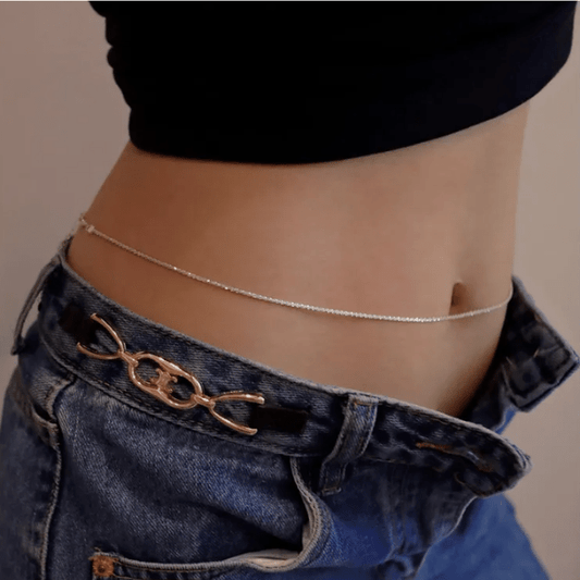 Silver Sparkle Dainty Waist Chain - Waist Chains - 18k Gold Plated Waterproof Jewellery - Collection 9