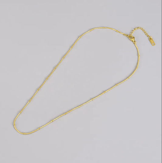 Gold Delicate Beaded Chain - Necklace - 18k Gold Plated Waterproof Jewellery - Collection 9