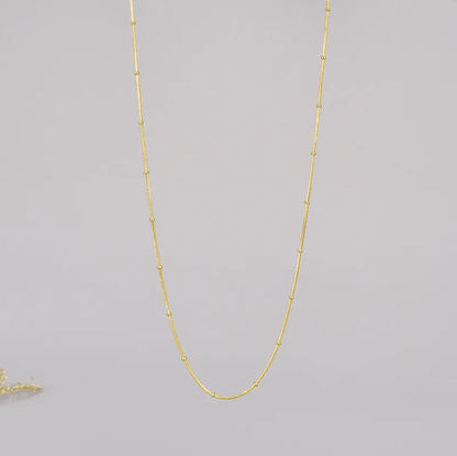 Gold Delicate Beaded Chain - Necklace - 18k Gold Plated Waterproof Jewellery - Collection 9