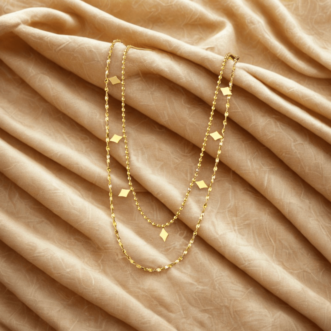 Gold Diamond Charm Layered Necklace - Jewelry - 18k Gold Plated Waterproof Jewellery - Collection 9