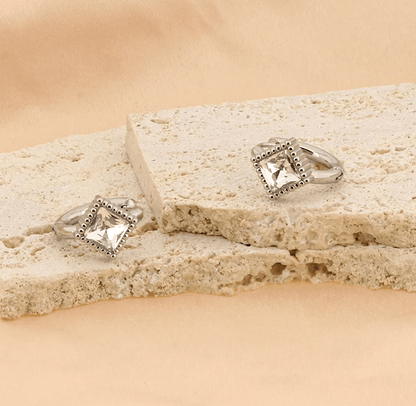 Gold Diamond Crystal Huggie Earrings - - 18k Gold Plated Waterproof Jewellery - Collection 9