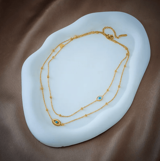Gold Evil Eye Layered Necklace - Necklace - 18k Gold Plated Waterproof Jewellery - Collection 9