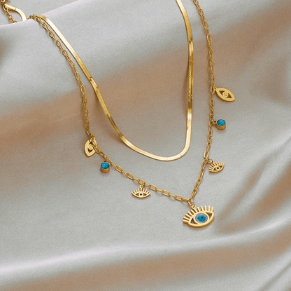 Gold Evil Eye Layered Necklace Set - Necklace - 18k Gold Plated Waterproof Jewellery - Collection 9