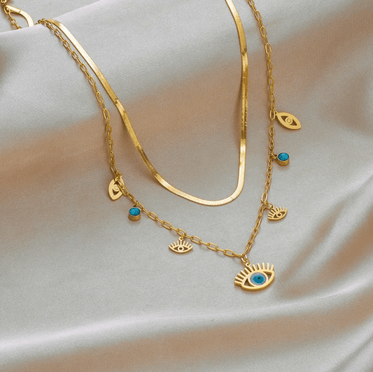 Gold Evil Eye Layered Necklace Set - Necklace - 18k Gold Plated Waterproof Jewellery - Collection 9