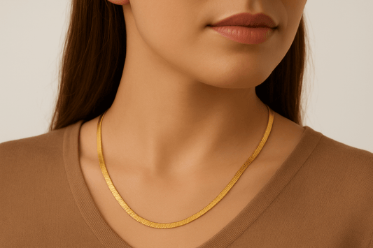 Gold Flat Snake Chain - Necklace - 18k Gold Plated Waterproof Jewellery - Collection 9