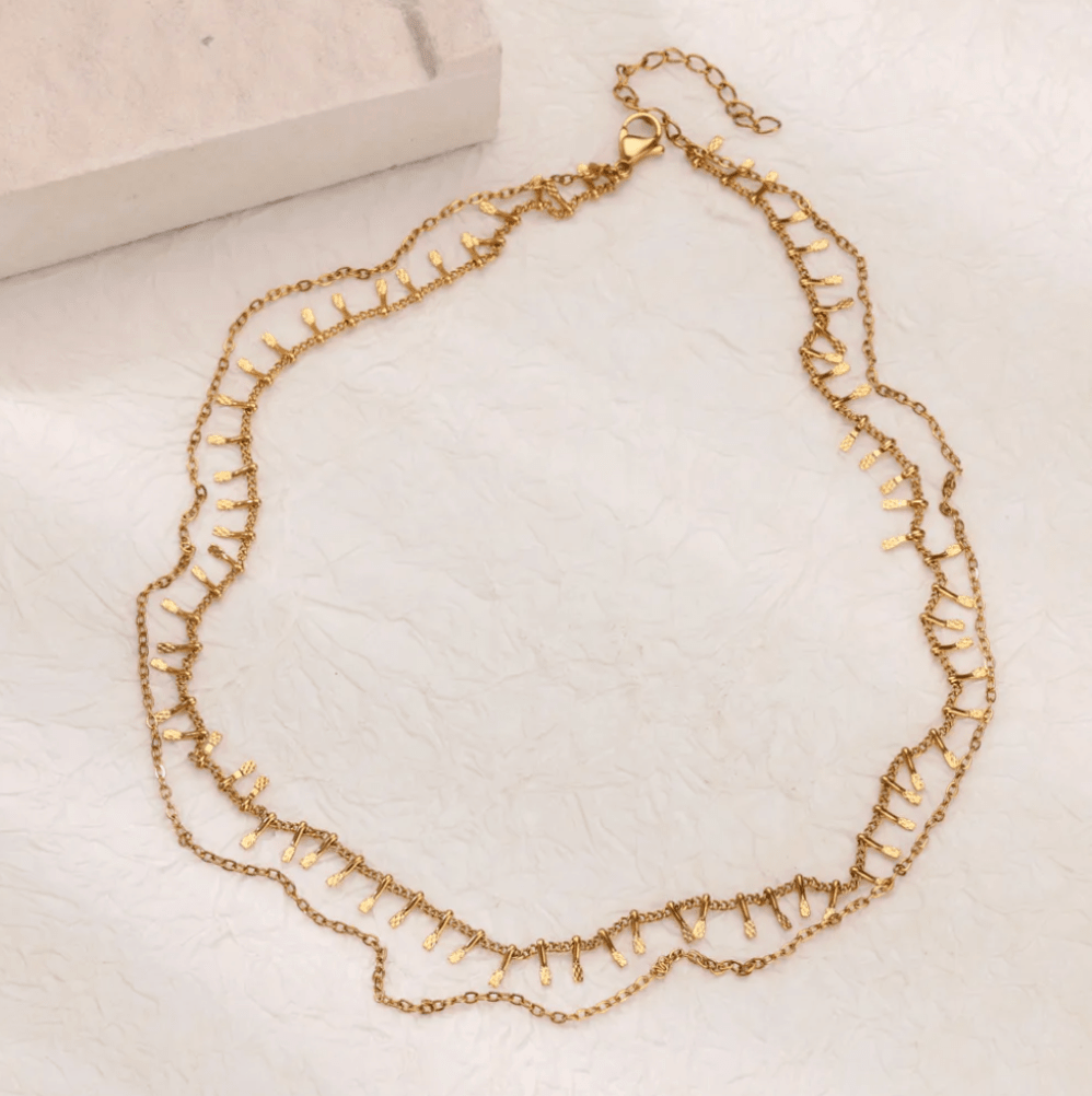 Gold Fringe Layered Necklace - Necklace - 18k Gold Plated Waterproof Jewellery - Collection 9