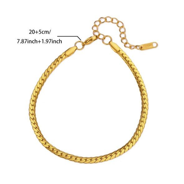 Gold Herringbone & Twisted Rope Chain Anklet - Anklets - 18k Gold Plated Waterproof Jewellery - Collection 9