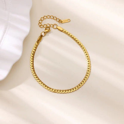 Gold Herringbone & Twisted Rope Chain Anklet - Anklets - 18k Gold Plated Waterproof Jewellery - Collection 9