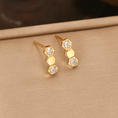 Gold Hexagon Crystal Jewellery Set - Jewellery Set - 18k Gold Plated Waterproof Jewellery - Collection 9