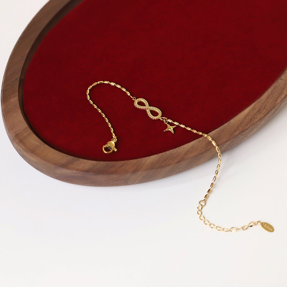 Gold Infinity Symbol & Star Charm Oval Ball Chain Bracelet - Bracelets - 18k Gold Plated Waterproof Jewellery - Collection 9