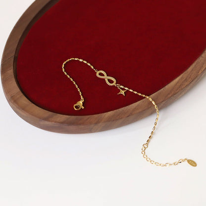 Gold Infinity Symbol & Star Charm Oval Ball Chain Bracelet - Bracelets - 18k Gold Plated Waterproof Jewellery - Collection 9