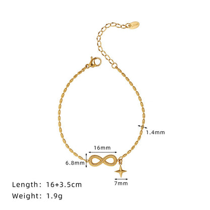 Gold Infinity Symbol & Star Charm Oval Ball Chain Bracelet - Bracelets - 18k Gold Plated Waterproof Jewellery - Collection 9