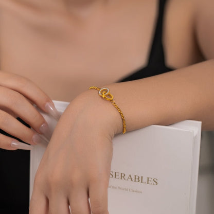 Gold Interlocking Double Circle Rhinestone Belcher Chain Bracelet - Bracelets - 18k Gold Plated Waterproof Jewellery - Collection 9
