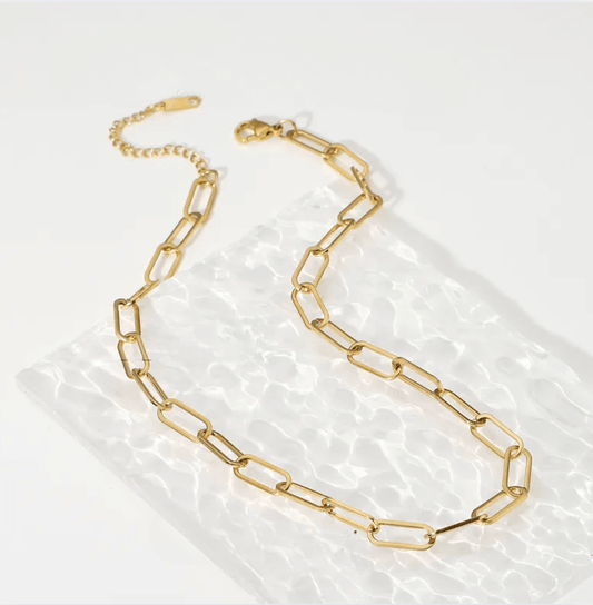 Gold Large Paperclip Link Chain - Necklace - 18k Gold Plated Waterproof Jewellery - Collection 9