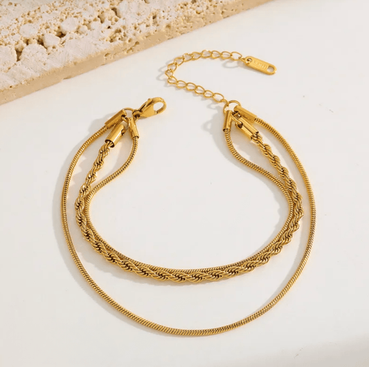 Gold Layered Chain Bracelet - Bracelets - 18k Gold Plated Waterproof Jewellery - Collection 9