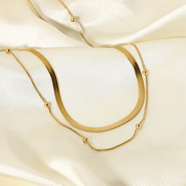 Gold Layered Snake Chain Necklace Set - Necklace - 18k Gold Plated Waterproof Jewellery - Collection 9