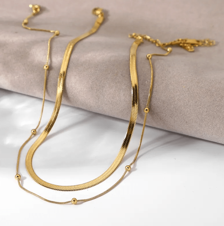Gold Layered Snake Chain Necklace Set - Necklace - 18k Gold Plated Waterproof Jewellery - Collection 9