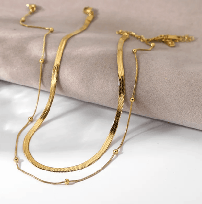 Gold Layered Snake Chain Necklace Set - Necklace - 18k Gold Plated Waterproof Jewellery - Collection 9