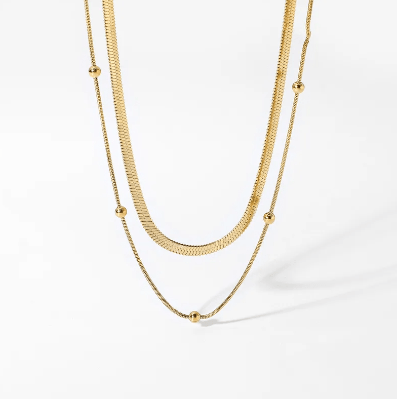 Gold Layered Snake Chain Necklace Set - Necklace - 18k Gold Plated Waterproof Jewellery - Collection 9