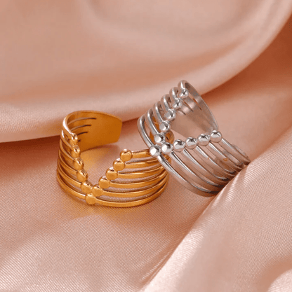 Gold Multi-Band Beaded Ring - Jewelry - 18k Gold Plated Waterproof Jewellery - Collection 9