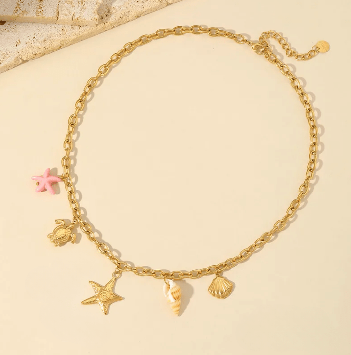 Gold Ocean Charm Chain Necklace - Jewelry - 18k Gold Plated Waterproof Jewellery - Collection 9