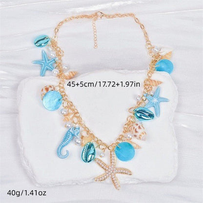 Gold Ocean Charm Statement Necklace - Necklaces - 18k Gold Plated Waterproof Jewellery - Collection 9