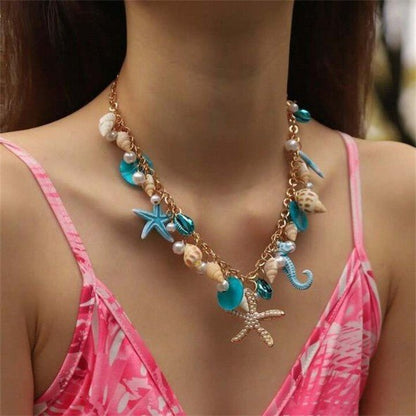 Gold Ocean Charm Statement Necklace - Necklaces - 18k Gold Plated Waterproof Jewellery - Collection 9
