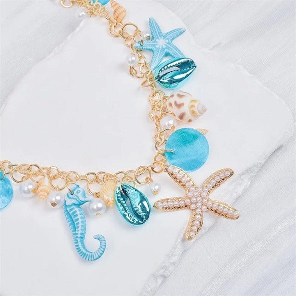 Gold Ocean Charm Statement Necklace - Necklaces - 18k Gold Plated Waterproof Jewellery - Collection 9