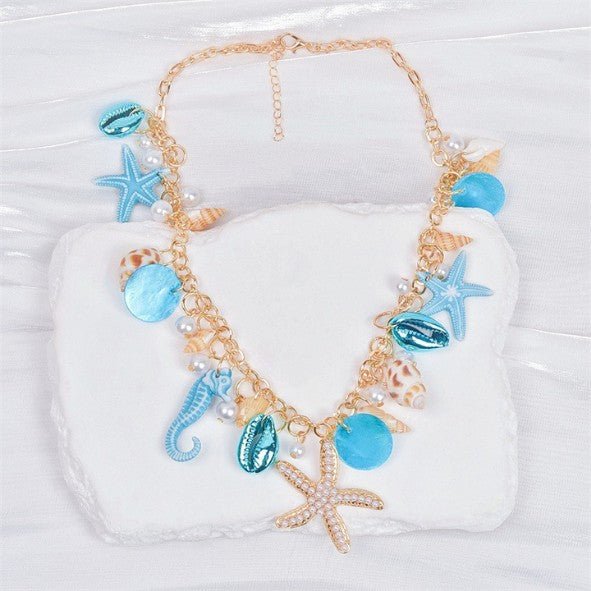Gold Ocean Charm Statement Necklace - Necklaces - 18k Gold Plated Waterproof Jewellery - Collection 9