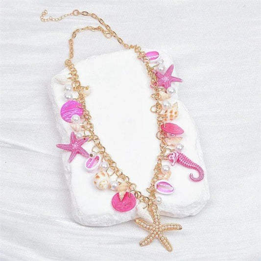 Gold Ocean Charm Statement Necklace - Collection 9 Ltd