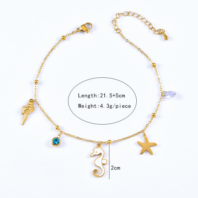 Gold Ocean Seahorse Starfish Charm Anklet - Anklets - 18k Gold Plated Waterproof Jewellery - Collection 9