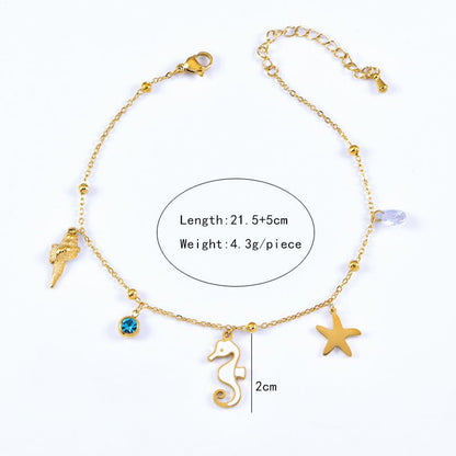 Gold Ocean Seahorse Starfish Charm Anklet - Anklets - 18k Gold Plated Waterproof Jewellery - Collection 9