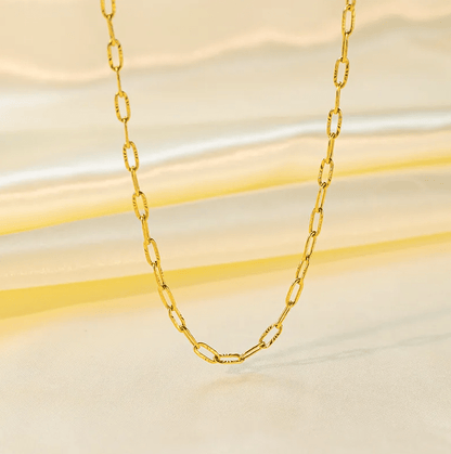 Gold Oval Geometric Link Chain - Necklace - 18k Gold Plated Waterproof Jewellery - Collection 9