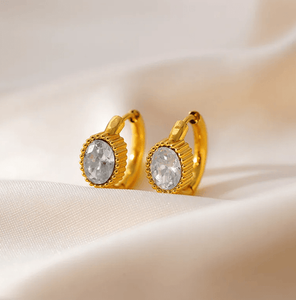 Gold Oval Huggie Earrings - Earrings - 18k Gold Plated Waterproof Jewellery - Collection 9