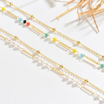 Gold Paperclip & Pearl Bead Double Strand Waist Chain - Waist Chains - 18k Gold Plated Waterproof Jewellery - Collection 9