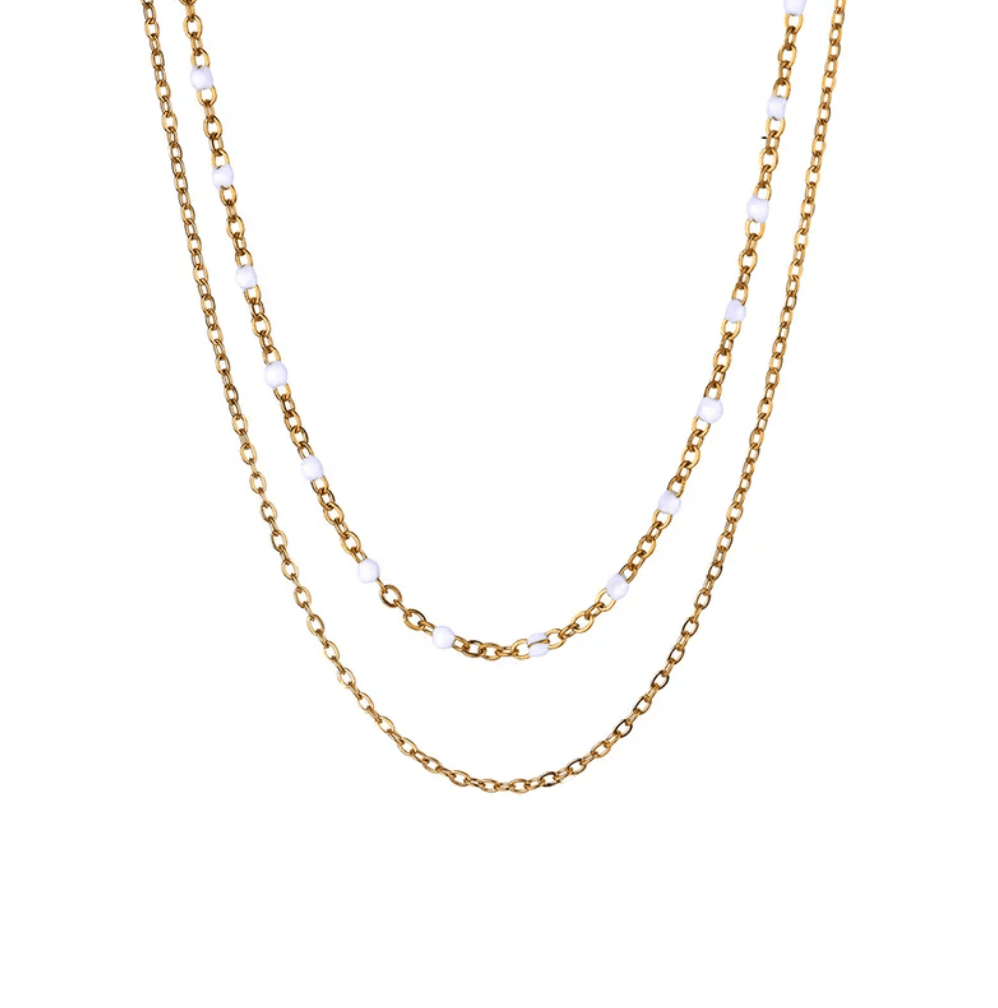 Gold Pearl Double Layer Necklace - Necklace - 18k Gold Plated Waterproof Jewellery - Collection 9