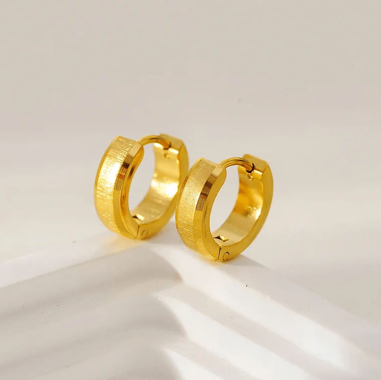 Gold Polished Mini Huggie Earrings - - 18k Gold Plated Waterproof Jewellery - Collection 9