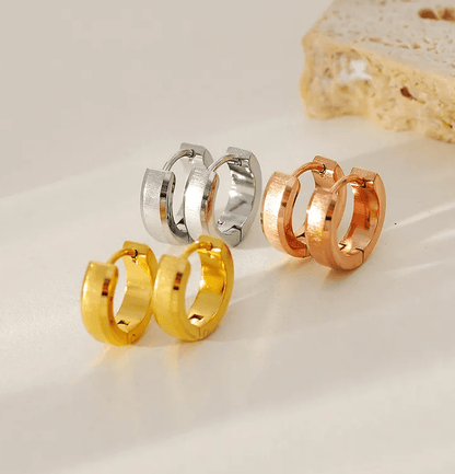 Gold Polished Mini Huggie Earrings - - 18k Gold Plated Waterproof Jewellery - Collection 9