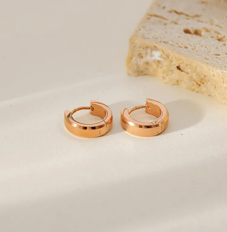 Gold Polished Mini Huggie Earrings - - 18k Gold Plated Waterproof Jewellery - Collection 9