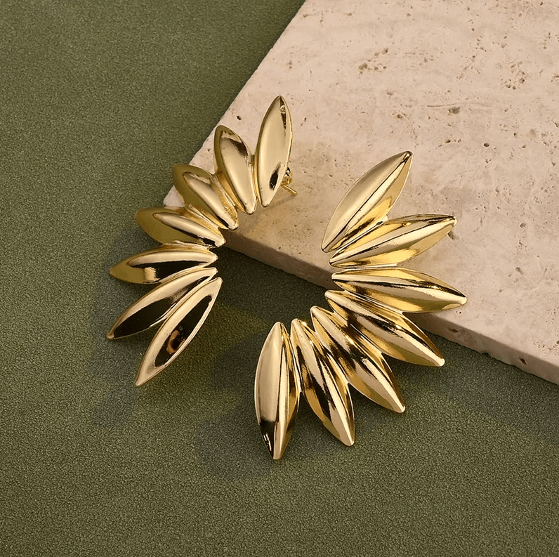 Gold Polished Stud Drop Earrings - Earrings - 18k Gold Plated Waterproof Jewellery - Collection 9
