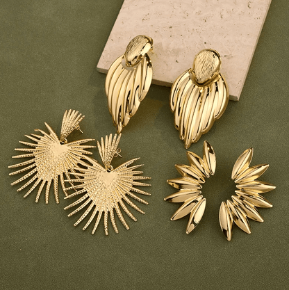 Gold Polished Stud Drop Earrings - Earrings - 18k Gold Plated Waterproof Jewellery - Collection 9