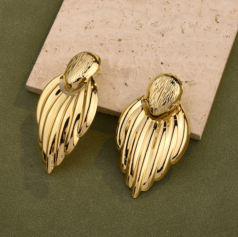 Gold Polished Stud Drop Earrings - Earrings - 18k Gold Plated Waterproof Jewellery - Collection 9