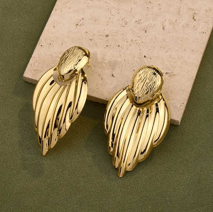 Gold Polished Stud Drop Earrings - Earrings - 18k Gold Plated Waterproof Jewellery - Collection 9