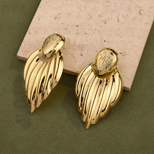 Gold Polished Stud Drop Earrings - Earrings - 18k Gold Plated Waterproof Jewellery - Collection 9