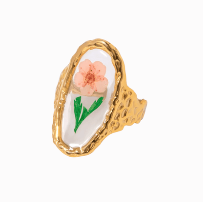 Gold Pressed Flower Ring - Ring - 18k Gold Plated Waterproof Jewellery - Collection 9