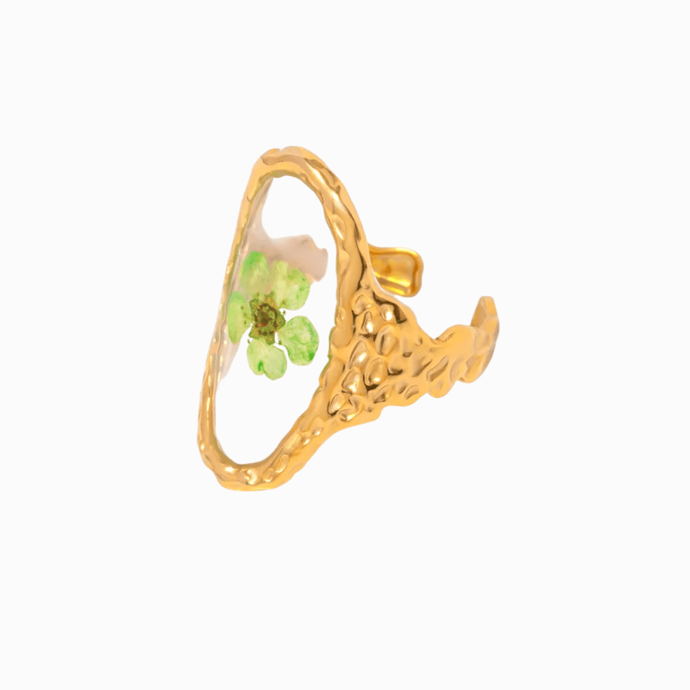 Gold Pressed Flower Ring - Ring - 18k Gold Plated Waterproof Jewellery - Collection 9