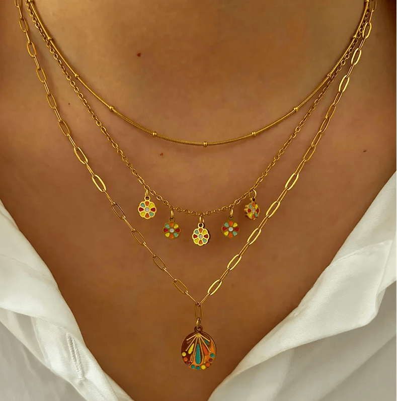 Gold Rainbow Drop Oil Charm Single Necklace - Jewelry - 18k Gold Plated Waterproof Jewellery - Collection 9