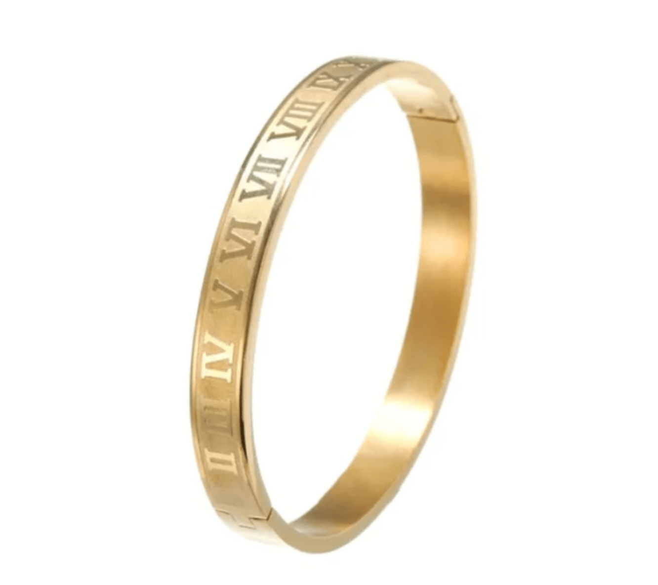 Gold Roman Numeral Bangle - Bracelets - 18k Gold Plated Waterproof Jewellery - Collection 9
