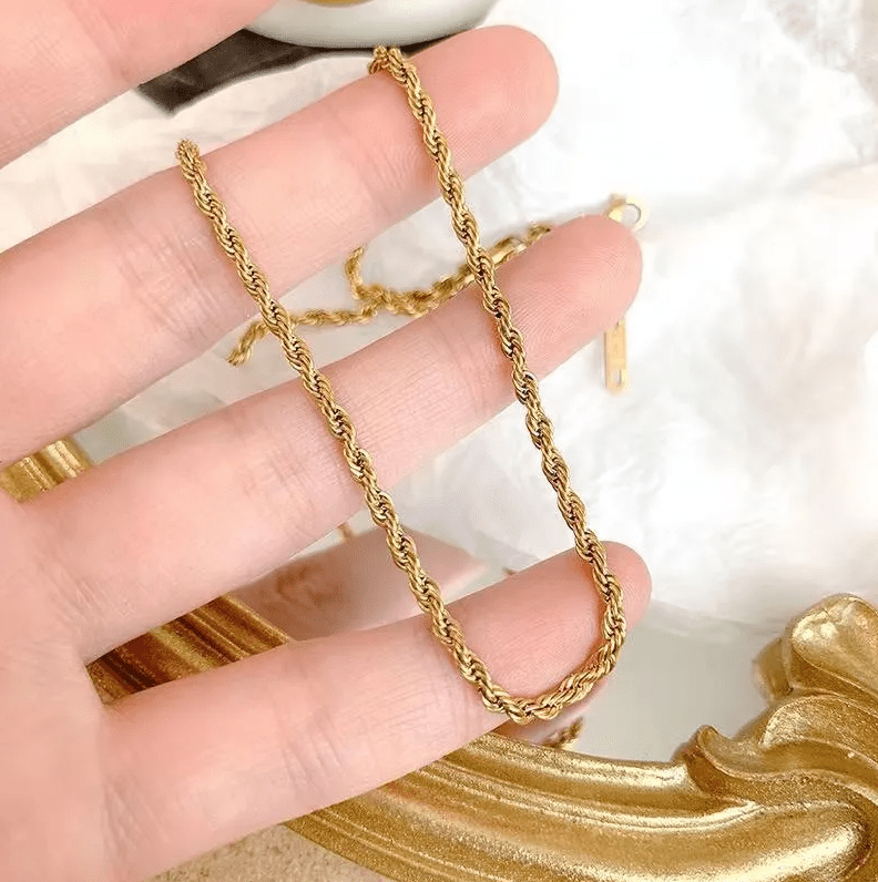 Gold Rope Chain - Necklace - 18k Gold Plated Waterproof Jewellery - Collection 9
